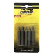 Kit 5 Ponta Bit Fenda CV 38mm x 1/4 x 5,0mm Beltools