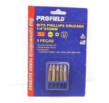 Kit 5 Ponta Chave Bits Phillips 50 Mm 1/4 Profield 50 Mm