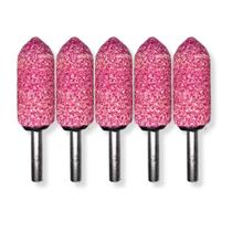 Kit 5 Ponta Montada A-11 Rosa Pedra Para Retifica Haste 1/4 Pirulito Rebolo Abrasivo Desbastar