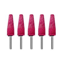 Kit 5 Ponta Montada A1 Rosa Pedra Para Retifica Haste 1/4 Pirulito Rebolo Abrasivo Desbastar 20x64mm
