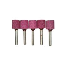 Kit 5 Ponta Montada Pedra Rosa Para Retífica A39 19X19mm Haste 1/4