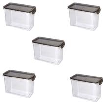 Kit 5 Porta Alimentos Trava Mais Vedação Borracha 1,9 L Kit 5 Porta Alimentos Trava Mais Vedação Borracha 1,9 L
