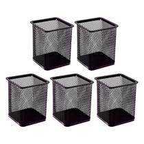 Kit 5 Porta Canetas Organizador de Mesa Quadrado Telado Aramado Grampos Clips Escritório Home Office