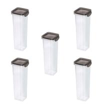 Kit 5 Porta Condimentos Quadrado Trava Mais 1,6 L Cristal Kit 5 Porta Condimentos Quadrado Trava Mais 1,6 L Cristal