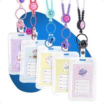 Kit 5 Porta Crachá Transparente Vertical Porta Bilhete Único