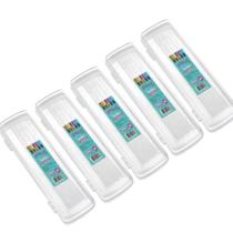 Kit 5 Porta Escova De Dentes Plástico Sanremo Transparente