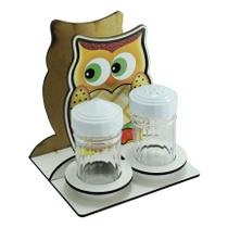 Kit 5 Porta Guardanapo Com Saleiro e Paliteiro Coruja Laser Mdf Madeira Adesivado