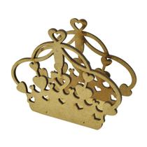 Kit 5 Porta Guardanapos Coroa com Coração Festa Enfeite Mdf Madeira