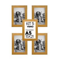 Kit 5 Porta retrato de Vidro 15x21 Moldura Madeira com Vidro Lembrancinha de Festa