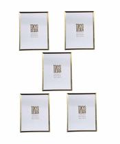 kit 5 Porta Retrato Metal Vidro 15x20 Moldura Dourado Fosco