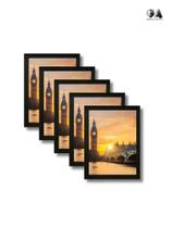 Kit 5 Porta Retratos 10x15 A6 Moldura Preta Com Vidro