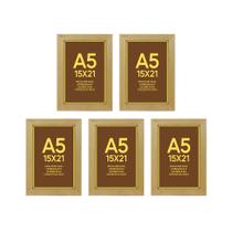 Kit 5 Porta Retratos 15x21 Molduras Mel com Acetato