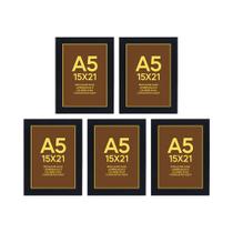 Kit 5 Porta Retratos 15x21 Molduras Preta com Acetato