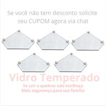 kit 5 Porta Shampoos Canto Cantoneira em vidro e 100% Alumínio Maciço