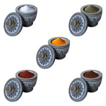 Kit 5 Porta Tempero Saleiro Pedra Sabão C/ Colher Decorativo Kit 5 Porta Tempero Saleiro Pedra Sabão C/ Colher Decorativo