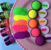 Kit 5 Pós Glitz Cores Neon Brilha Na Luz Negra Para Decorar Fab! Para Decoração, Doces, Bolos