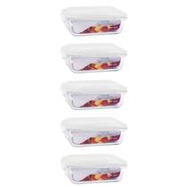 Kit 5 Pote De 1040 Ml Com Tampa Trava Hermética Para Alimentos