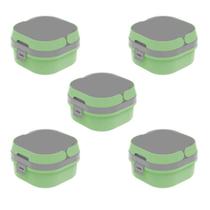 Kit 5 Pote de Marmita c/ 2 Compart. Plástico Livre BPA Verde Plasvale Kit 5 Pote de Marmita c/ 2 Compart. Plástico Livre BPA Verde Plasvale
