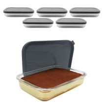 Kit 5 Pote De Vidro Com Tampa Hermética Retangular Forno Microondas 1500ml Kit 5 Pote De Vidro Com Tampa Hermética Retangular Forno Microondas 1500ml