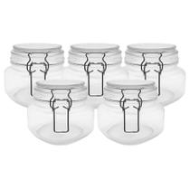 Kit 5 Pote Hermético De Vidro C/ Trava Silicone E Vedação 500ml Kit 5 Pote Hermético De Vidro C/ Trava Silicone E Vedação 500ml