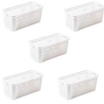 Kit 5 Pote Hermético Slim 4.225ml Branco 34,5x31,5x13cm Kit 5 Pote Hermético Slim 4.225ml Branco 34,5x31,5x13cm