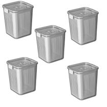 Kit 5 Pote Hermético Slim Multiuso 3.050 ML Cinza Kit 5 Pote Hermético Slim Multiuso 3.050 ML Cinza