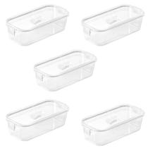 Kit 5 Pote Hermético Slim Multiuso 845 ML Branco 22x10x6Cm