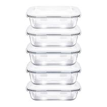 Kit 5 Pote Hermético Vidro 1040ml Retangular Marmita Almoço Kit 5 Pote Hermético Vidro 1040ml Retangular Marmita Almoço
