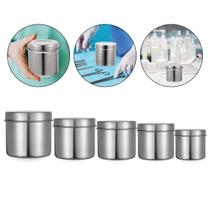 Kit 5 Pote Inox Porta Gaze Algodão Cotonetes Odonto Manicure Odontologia Dentista Pedicure Podóloga Utensílios Instrumentos Armazenamento Organização Kit 5 Pote Inox Porta Gaze Algodão Cotonetes Odonto Manicure Odontologia Dentista Pedicure Podóloga Utensílios Instrumentos Armazenamento Organização