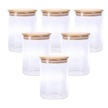 Kit 5 Pote Mantimento Vidro Borossilicato Hermético Tampa Bambu Tempero 600ml Kit 5 Pote Mantimento Vidro Borossilicato Hermético Tampa Bambu Tempero 600ml