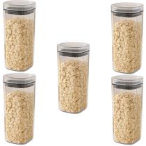 Kit 5 Pote Organizador Hermético Cozinha 1.5L Plástico Tampa Compacto Reutilizável Vedação
