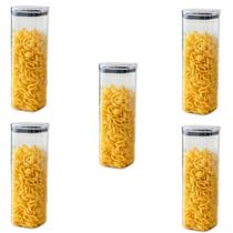 Kit 5 Pote Organizador Hermetico Transparente 2,2L Vedação Cozinha Armazenamento