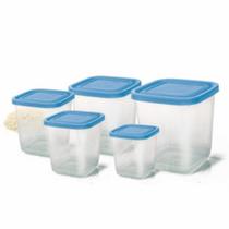 Kit 5 Pote Porta Mantimento Alimento Quadrado Transparente