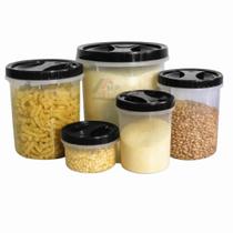 Kit 5 Pote Porta Mantimento Arroz Feijão Café Conjunto Tampa Rosca Kit 5 Pote Porta Mantimento Arroz Feijão Café Conjunto Tampa Rosca