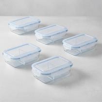 Kit 5 Pote Retangular Hermético Divisória Vidro Marmita Microondas Fitness Marmitinhas Utensílio Doméstico Cozinha Organizador Alimentos 1520ml Kit 5 Pote Retangular Hermético Divisória Vidro Marmita Microondas Fitness Marmitinhas Utensílio Doméstico Cozinha Organizador Alimentos 1520ml