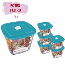kit 5 Pote Vidro Quadrado Alto Facilita Com Tampa 1L Marinex - NADIR FIGUEREIDO kit 5 Pote Vidro Quadrado Alto Facilita Com Tampa 1L Marinex - NADIR FIGUEREIDO