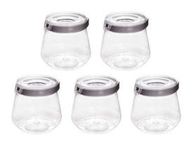 Kit 5 Potes 1,1 L Hermético Com Trava Mantimentos Biscoito