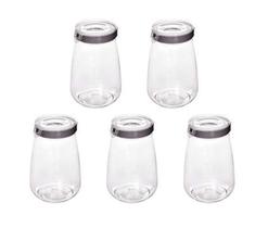 Kit 5 Potes 1,9 L Hermético Com Trava Mantimentos Biscoito