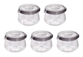 Kit 5 Potes 700 Ml Hermético Mantimentos Redondo Com Trava Kit 5 Potes 700 Ml Hermético Mantimentos Redondo Com Trava