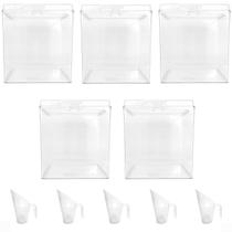 Kit 5 Potes Acrílico Quadrado c/ Tampa 7,4L + Conchas 100ml