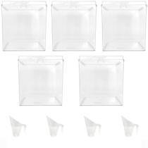 Kit 5 Potes Acrílico Quadrado c/ Tampa 7,4l + Conchas 300ml Kit 5 Potes Acrílico Quadrado c/ Tampa 7,4l + Conchas 300ml