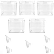 Kit 5 Potes Acrílico Quadrado com Tampa 3,3l+ Conchas 100ml