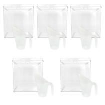 Kit 5 Potes Acrílico Quadrado com Tampa 7,4l + Conchas 600ml Kit 5 Potes Acrílico Quadrado com Tampa 7,4l + Conchas 600ml