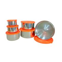 Kit 5 Potes Aluminio Redondo Com Assadeira Com Tampa Plástico