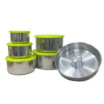 Kit 5 Potes Aluminio Redondo Com Assadeira Com Tampa Plástico