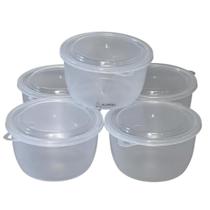 Kit 5 Potes Com Tampa Conjunto Plástico 1 Litro Mantimento Vasilha Transparente
