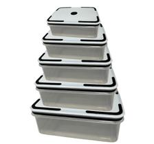 Kit 5 Potes com tampa Hermeticos -20C Até 120C Marmitas C/ Fechamento por Pressão.