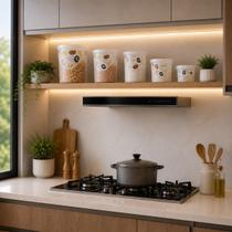Kit 5 Potes de Mantimentos de Plástico Redondo Decorado Porta Alimentos de Cozinha Branco Kit 5 Potes de Mantimentos de Plástico Redondo Decorado Porta Alimentos de Cozinha Branco