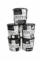 Kit 5 Potes de Mantimentos Redondo Plástico Premium Decorado Organizador de Cozinha Kit 5 Potes de Mantimentos Redondo Plástico Premium Decorado Organizador de Cozinha