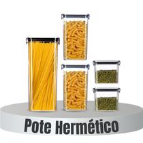 Kit 5 Potes de Organizar Alimentos Dispensa com Vedação Hermética e Travas